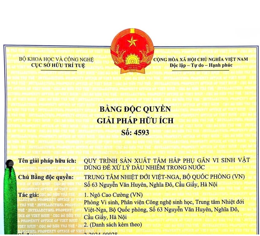 Trung tâm Nhiệt đới Việt - Nga làm chủ công nghệ màng vi sinh xử lý nước thải nhiễm dầu