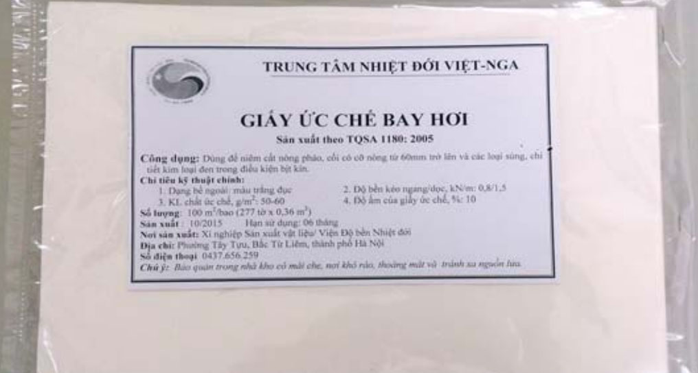 Giấy tẩm chất ức chế bay hơi BV