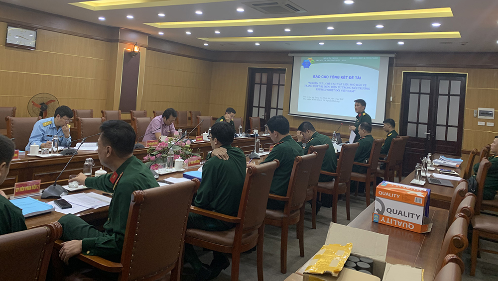 Hội đồng đánh giá, nghiệm thu cấp Bộ Quốc phòng đối với đề tài KH&CN độc lập cấp quốc gia “Nghiên cứu, chế tạo vật liệu phủ bảo vệ trang thiết bị điện, điện tử trong môi trường khí hậu nhiệt đới Việt Nam”