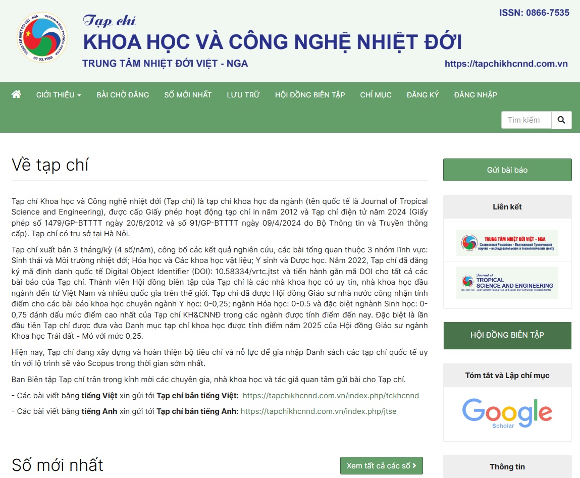 Tạp chí Khoa học và Công nghệ nhiệt đới được nâng hạng mức độ trưởng thành chuyển đổi số số báo chí năm 2025